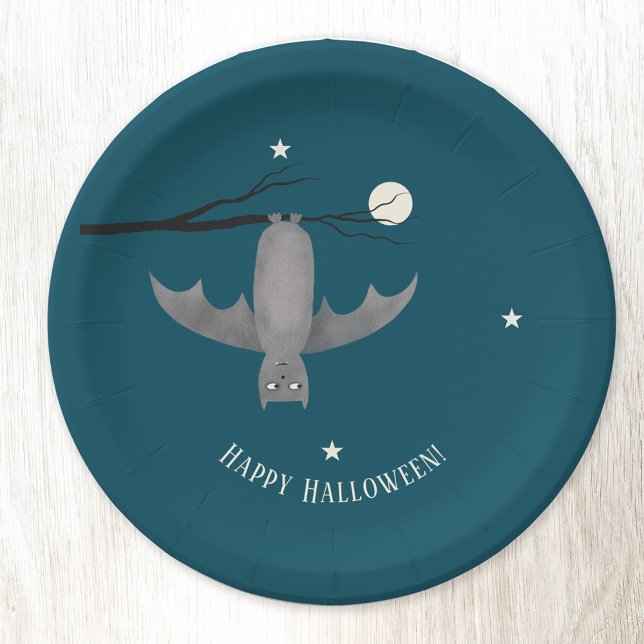 Cute Vampire Bat Halloween Paper Plate (Creator Uploaded)