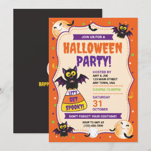 Cute Vampire Bat Halloween Party Invitation Person