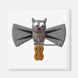 Cute vampire bat playing the violin magnet