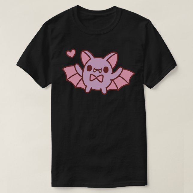 Cute Vampire Bat With Bow Tie T-Shirt (Design Front)