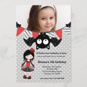Cute vampire birthday with a photo invitation