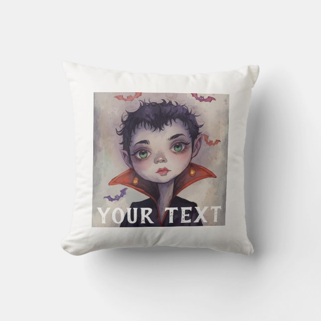 Cute Vampire Boy Halloween Pillow/Print. Cushion (Front)