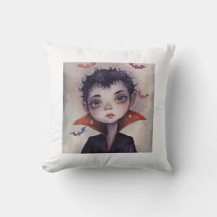 Cute Vampire Boy Halloween Pillow/Print. Cushion