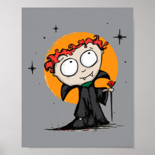 Cute Vampire Cartoon _ Spooky Gothic Halloween Poster