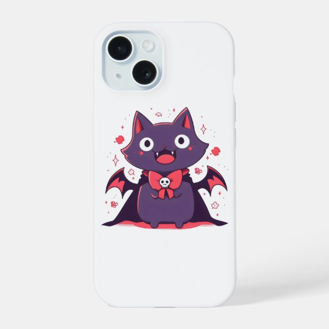 Cute Vampire Cat iPhone 15 Case (Back)
