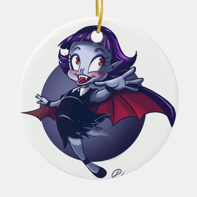 Cute Vampire Ceramic Tree Decoration (Front)