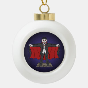 Cute Vampire/Dracula Ceramic Ball Christmas Ornament