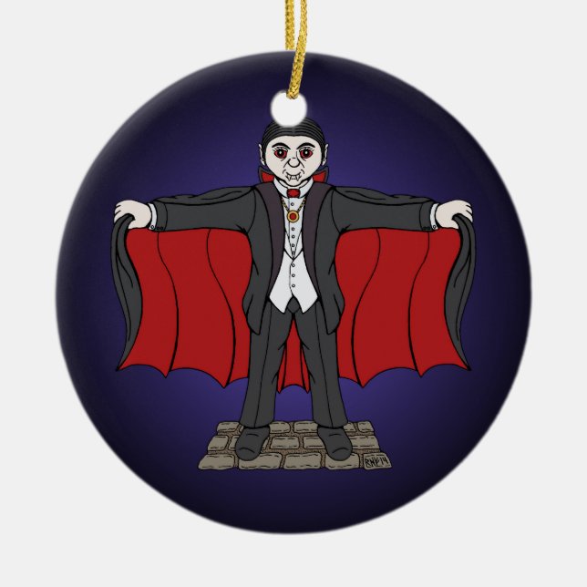 Cute Vampire/Dracula Ceramic Tree Decoration (Front)