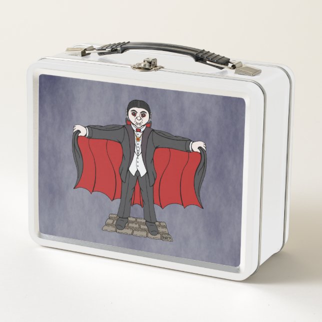 Cute Vampire/Dracula Metal Lunch Box (Front)