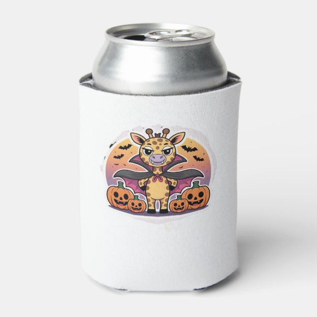 Cute Vampire Giraffe Halloween � Funny Spooky Anim Can Cooler (Can Front)