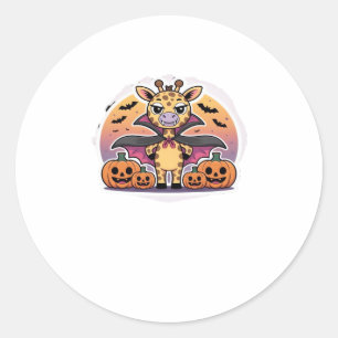 Cute Vampire Giraffe Halloween � Funny Spooky Anim Classic Round Sticker