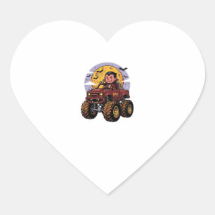 Cute Vampire Monster Truck Halloween Shirt Design_ Heart Sticker