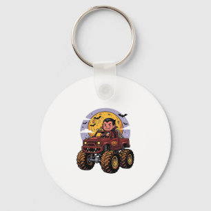 Cute Vampire Monster Truck Halloween Shirt Design_ Key Ring