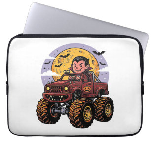 Cute Vampire Monster Truck Halloween Shirt Design_ Laptop Sleeve
