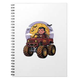 Cute Vampire Monster Truck Halloween Shirt Design_ Notebook