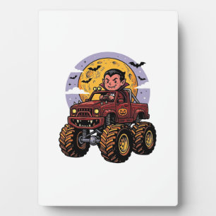 Cute Vampire Monster Truck Halloween Shirt Design_ Plaque