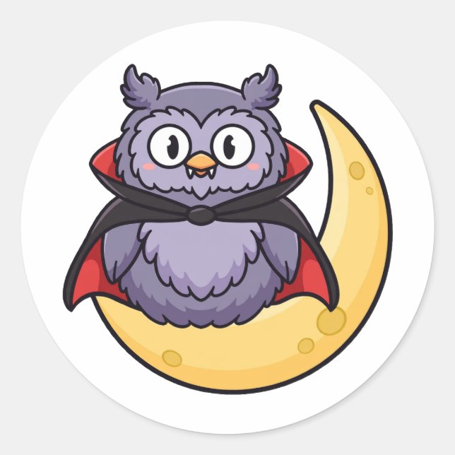 Cute Vampire Owl Halloween Sticker (Front)