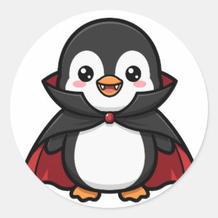 Cute Vampire Penguin Halloween Classic Round Sticker