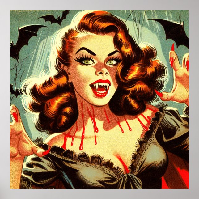 Cute Vampire Pin-up Poster (Front)