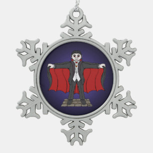 Cute Vampire Snowflake Pewter Christmas Ornament