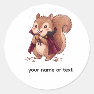 Cute Vampire Squirrel with Acorn Halloween Cape Co Classic Round Sticker