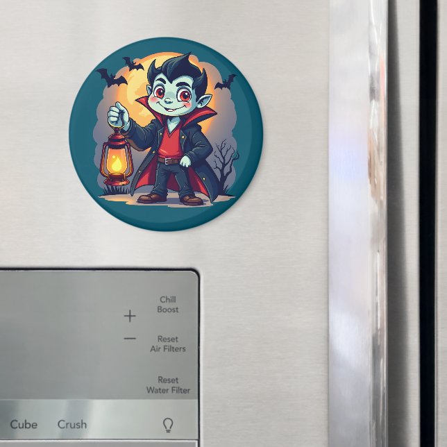 Cute Vampire with Lantern Kawaii Halloween Magnet (In Situ (Fridge))
