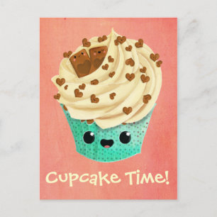 Cute Vanilla Chocolate Cupcake Postcard