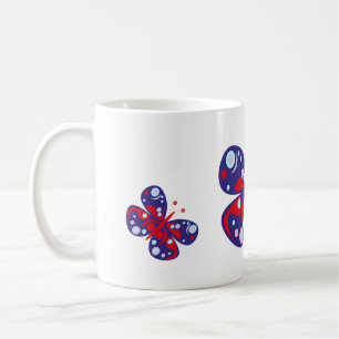 Cute vector blue butterfly coffee mug
