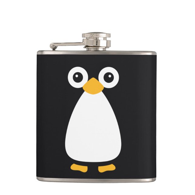 Cute Vector Penguin Hip Flask (Front)
