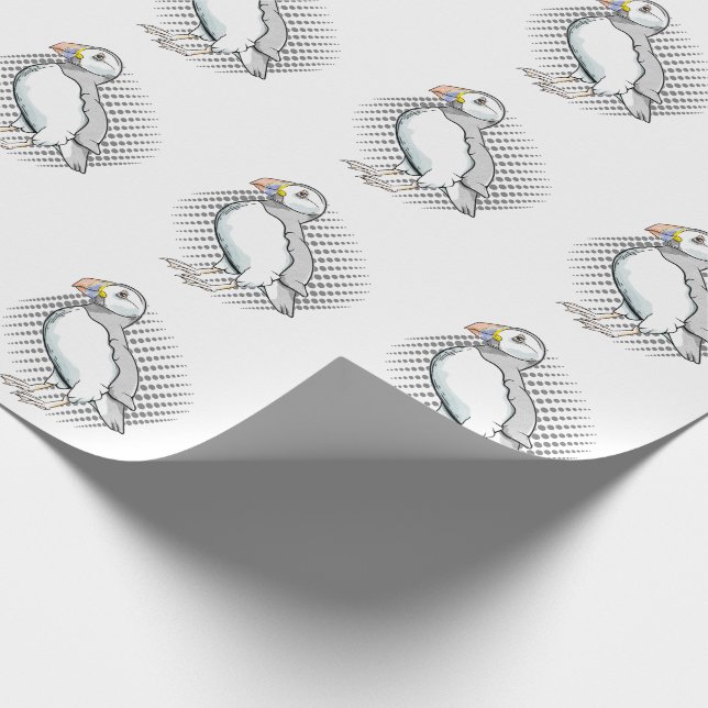 Cute vector puffin wrapping paper (Corner)