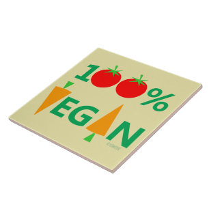 Cute Vegan Humour Colourful Cartoon Veggies Ceramic Tile