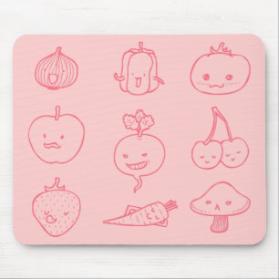 Cute Vegan Life Doodle Art Mousepad
