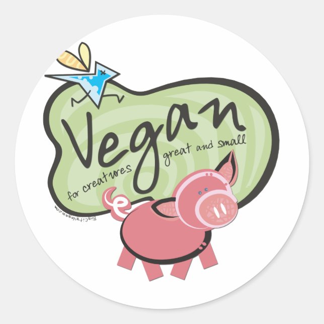 Cute Vegan Message swag Classic Round Sticker (Front)