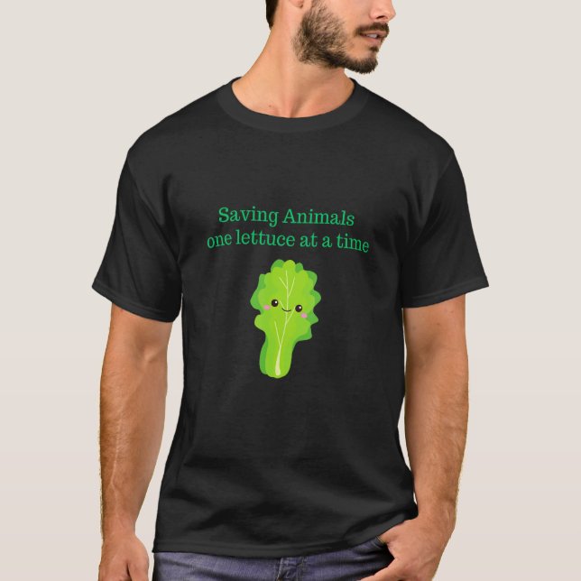 Cute Vegan One Lettuce at a Time Vegetarian Gifts T-Shirt (Front)