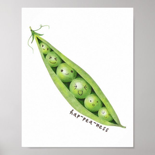 Cute Vegetable Green Sweet Peas Pun Poster (Front)