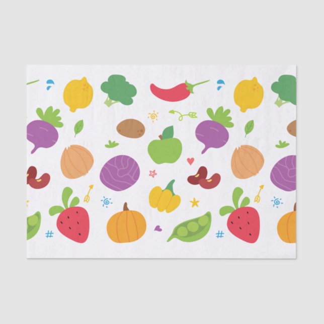 Cute Vegetables and Fruit Drawing Tissue Paper (Front)