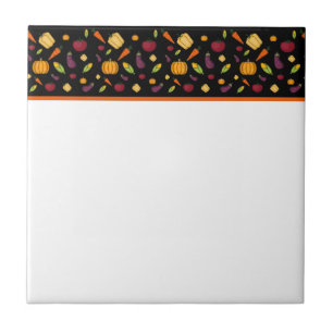 Cute vegetables black pattern  ceramic tile