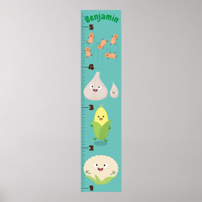 Cute vegetables cartoon illustration growth chart (Front)