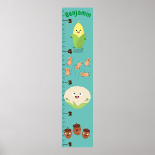 Cute vegetables cartoon illustration growth chart