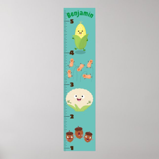 Cute vegetables cartoon illustration growth chart (Front)