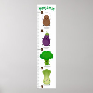 Cute vegetables cartoon illustration growth chart