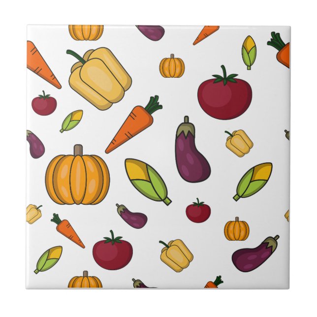 Cute vegetables pattern  ceramic tile (Front)