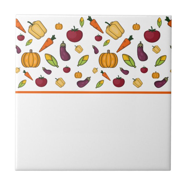 Cute vegetables pattern  ceramic tile (Front)