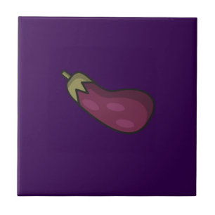 Cute vegetables pattern eggplant purple ceramic tile