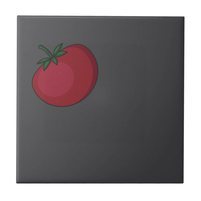 Cute vegetables pattern tomato grey ceramic tile (Front)