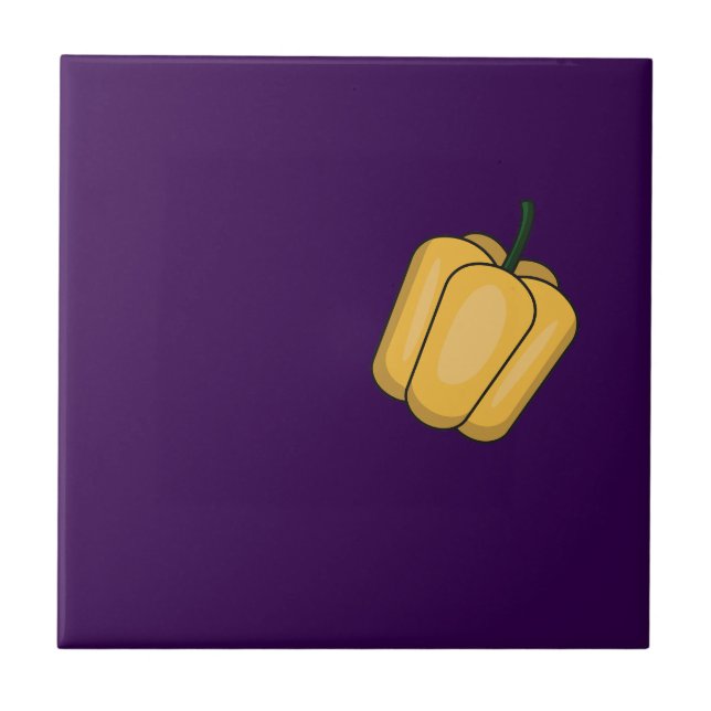Cute vegetables sweet pepper  purple pattern  ceramic tile (Front)