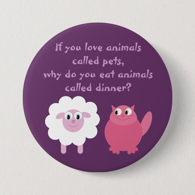 Cute Vegetarian / Animal Rights Customisable 7.5 Cm Round Badge (Front)
