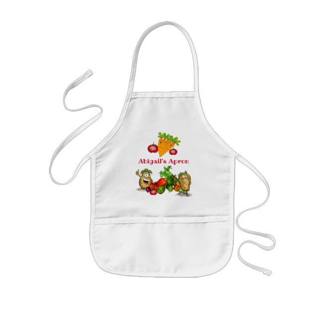 Cute Veggie Cartoon Characters Kids' Kids' Apron (Front)