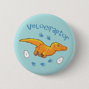 Cute Velociraptor 6 Cm Round Badge