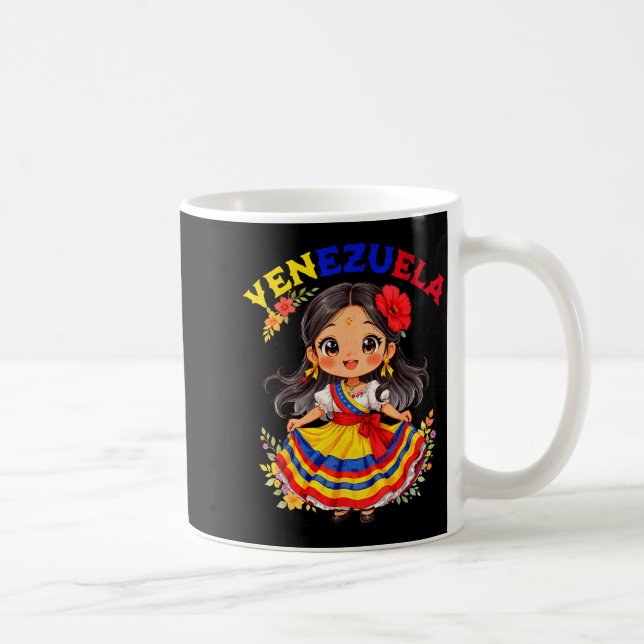 Cute Venezuela Girl Traditional Dress Colorful Art Coffee Mug (Right)